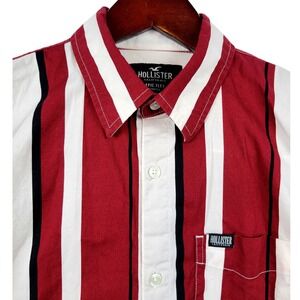 Hollister California Epic‎ Flex Stretch Red Stripe Short Sleeve Button Shirt